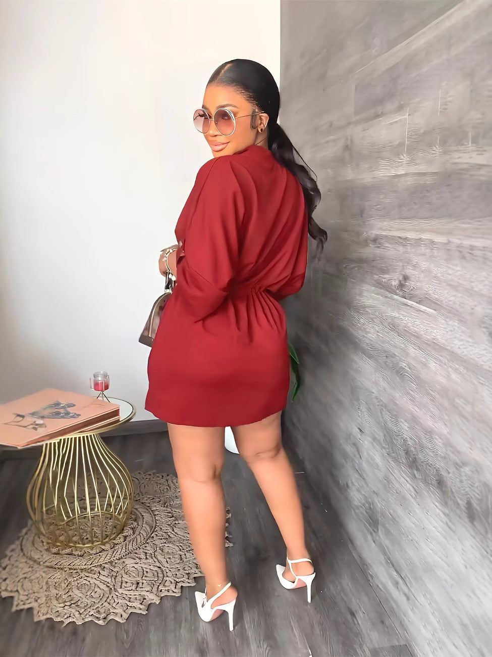 Women v-neck sexy dress lace dress 3