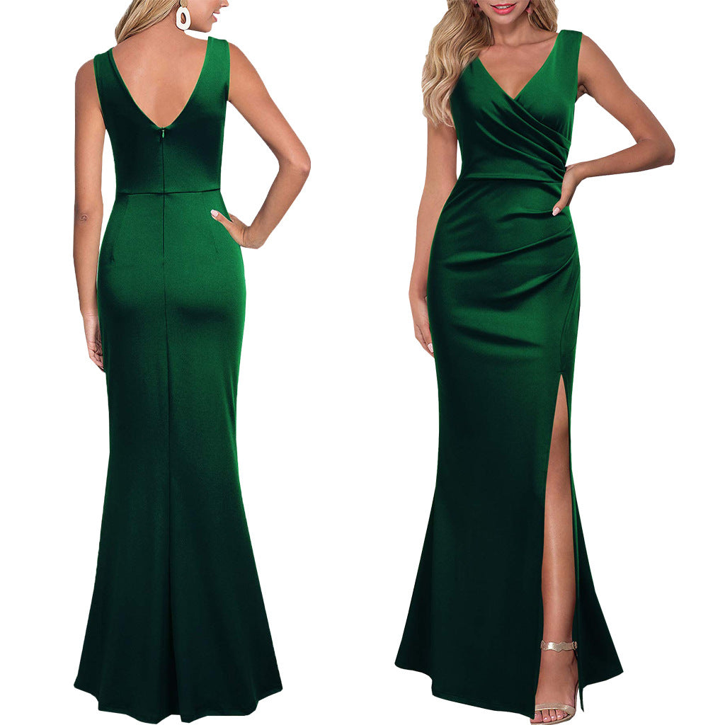 Sexy V Neck Slit Dress 14