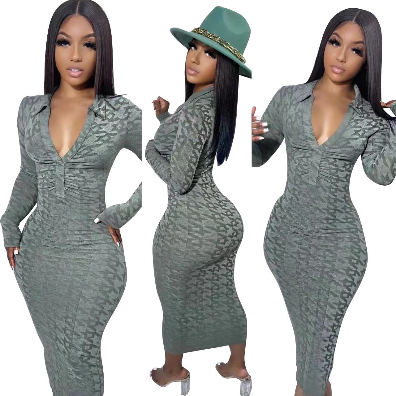 Women Autumn Long Sleeve Print Dress 5