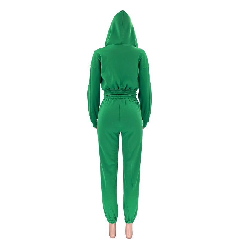 Women Autumn and Winter Zipper Hoodies and Pant Casual Sports Two-piece Set 20