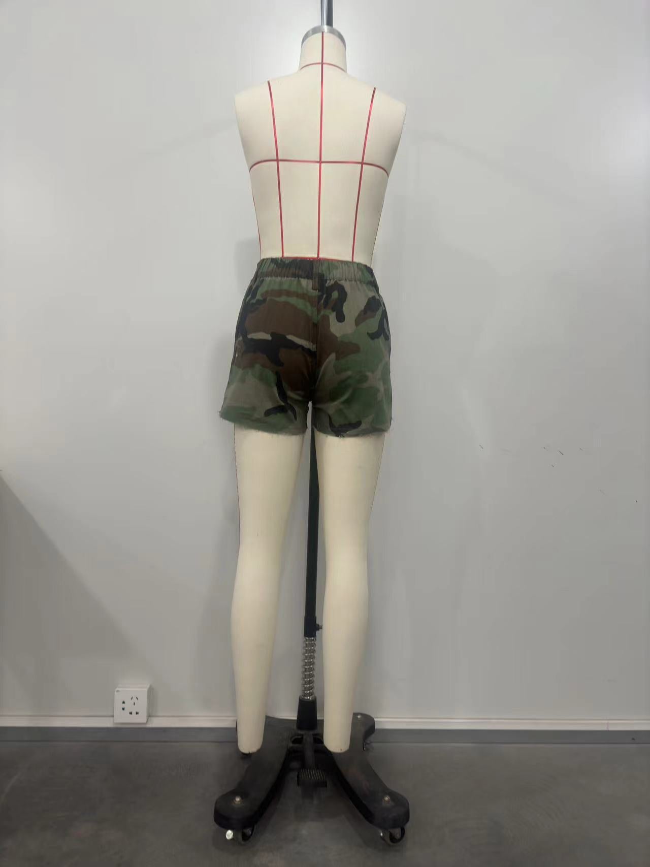 Spring Summer Women's Camouflage Cargo Shorts 8