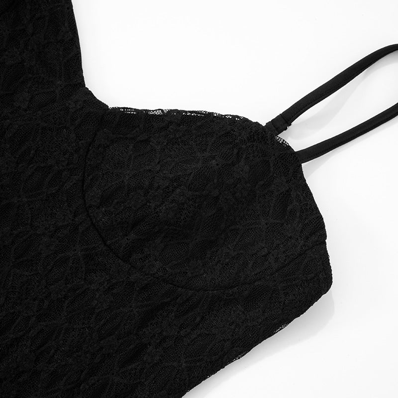 Women Sexy Lace Strapless Suspender Backless Mesh Jumpsuit 22