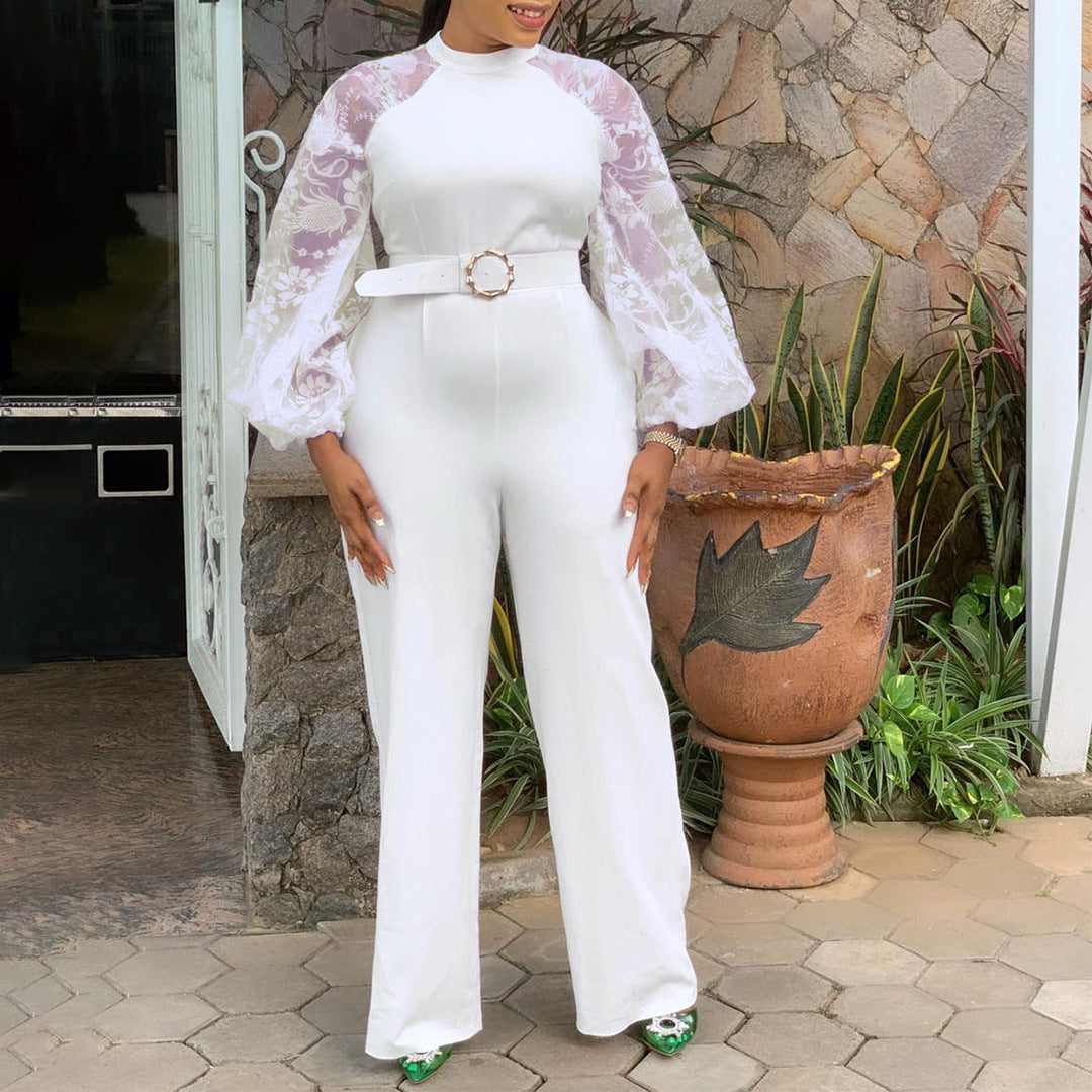 Women's Fall Long Sleeve Slim Fit Chic Casual Straight Jumpsuit 4