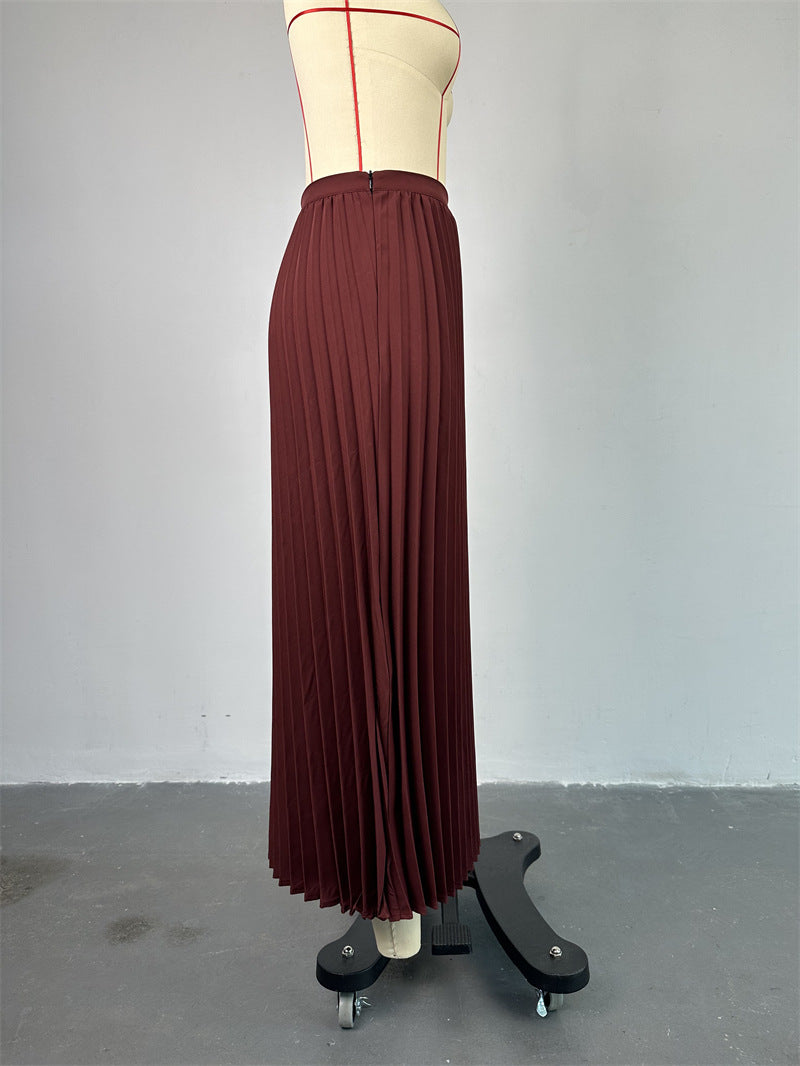 Women's Summer Turndown Collar Vest Top Pleated Skirt Suit 15