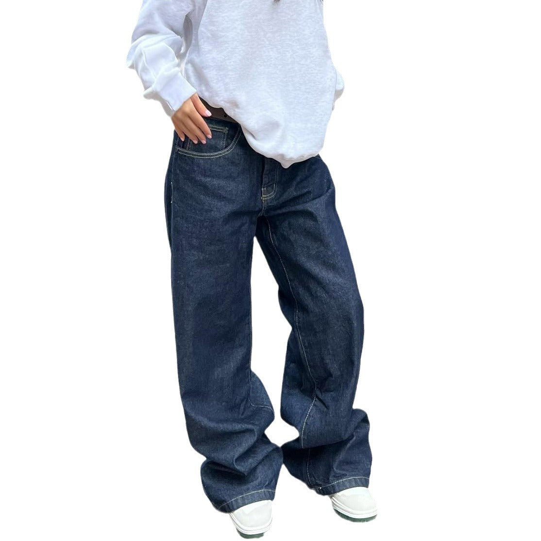 Women's High Waist Wide Leg Loose Denim Pants 7