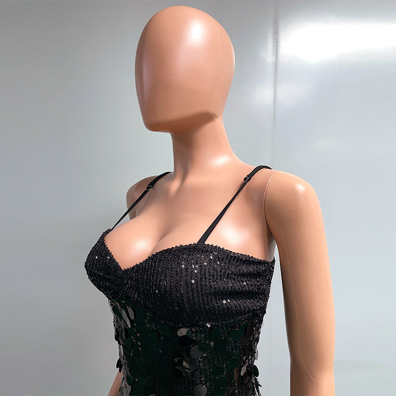 Summer Women's Glitter Sequin Low Back Strap Bodycon Dress 31