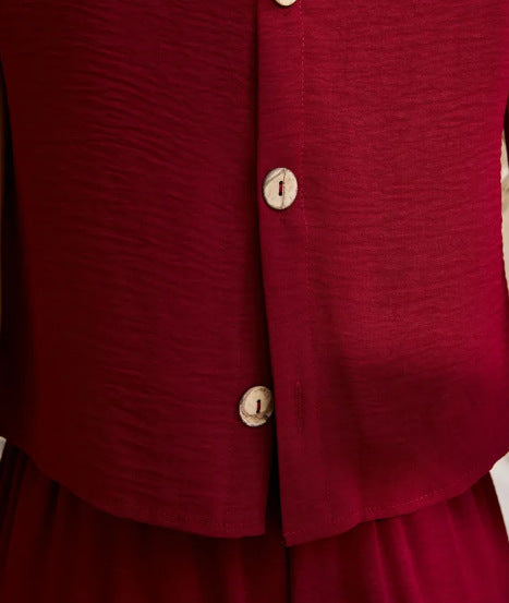 Women Casual Solid Round Neck Top and Skirt Two Piece Set 23