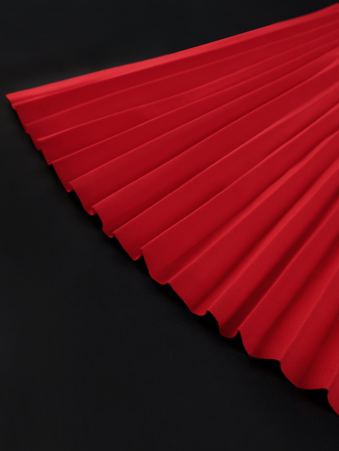 Plus-Size Women Red Patchwork Mesh Bow Shawl Pleated Dress 6