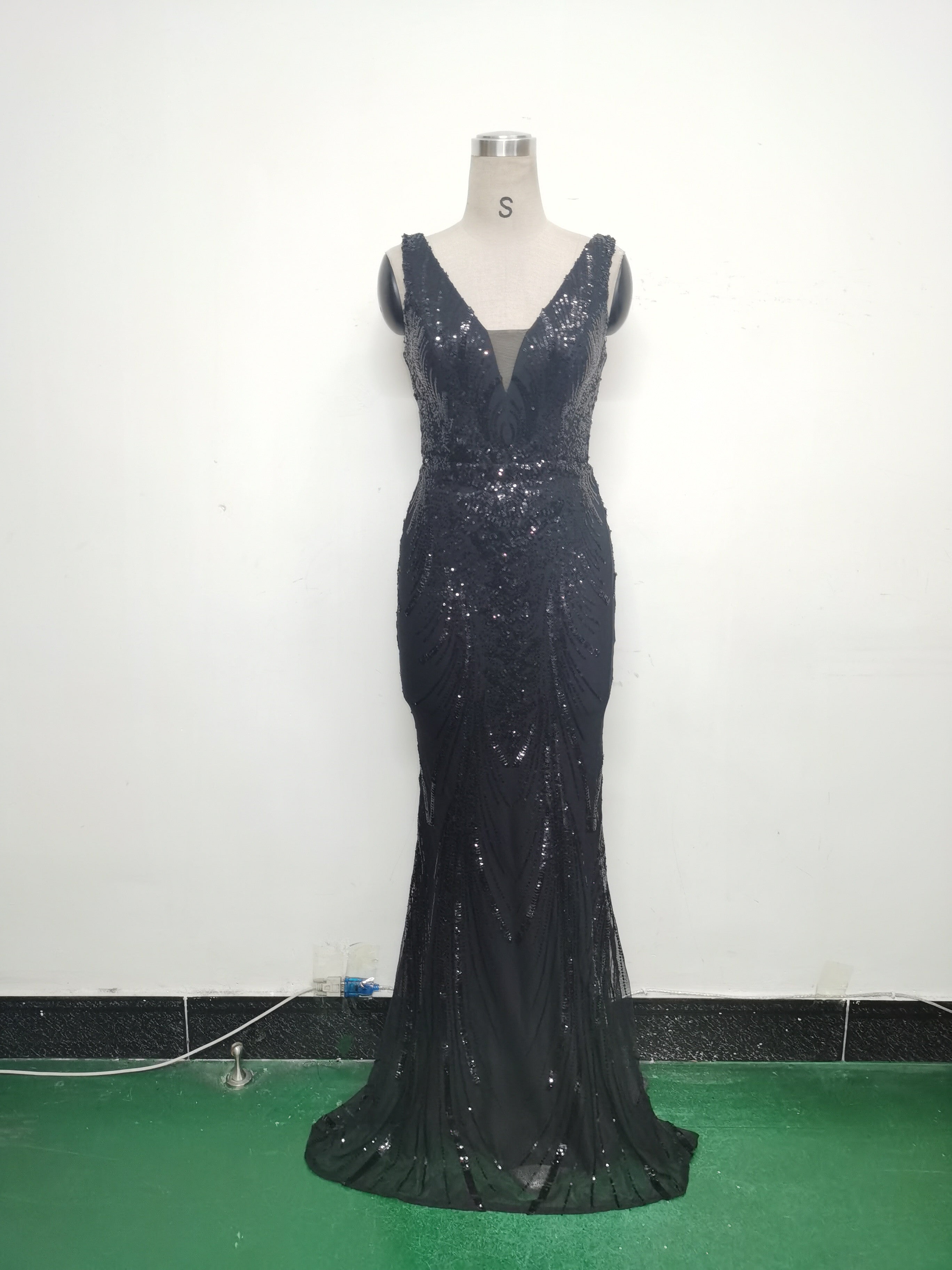 Women Beaded Beaded Sequin Evening Dress 19