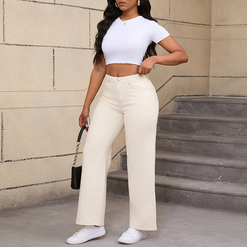 Women autumn Denim straight pants 5