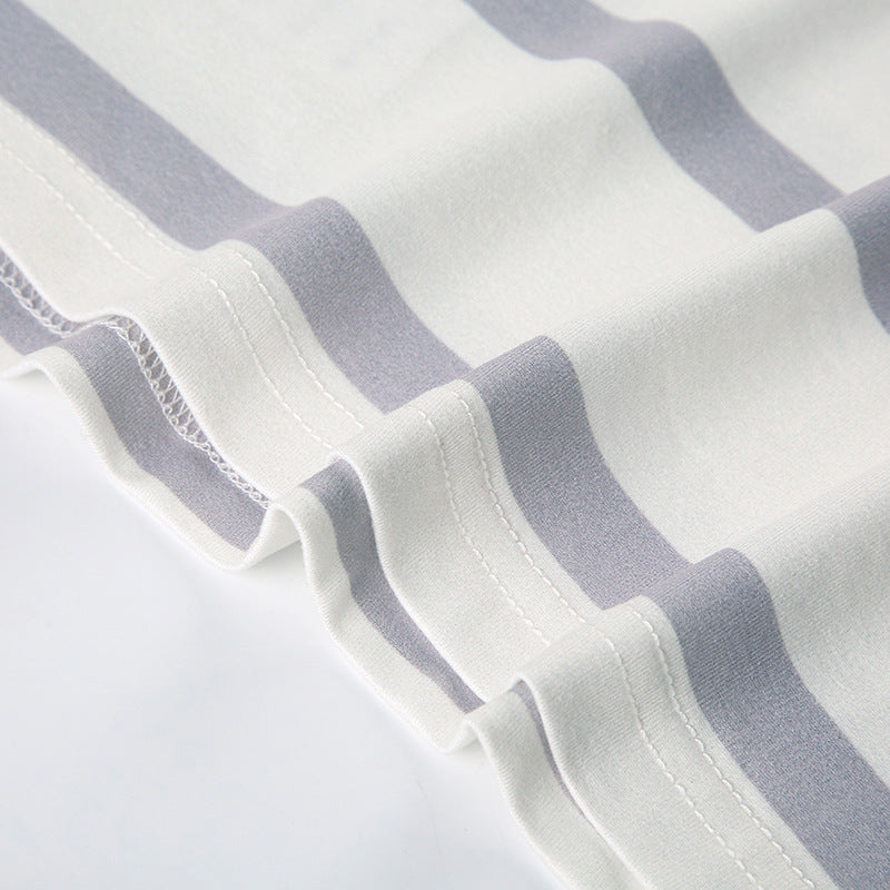 Women Casual Holidays Printed Striped Contrast Halter Neck Strap Top and Shorts Two-Piece Set 21