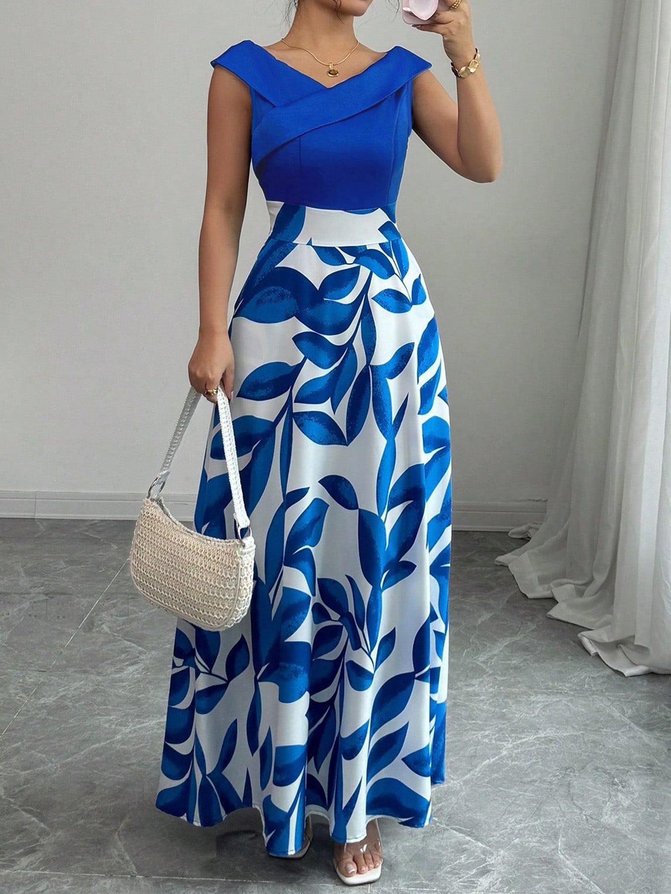 Women Autumn Elegant Contrast Color Dress