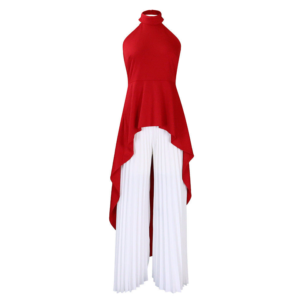 Women Sleeveless Irregular Top and Wide-leg Pants Two-Piece Set 18