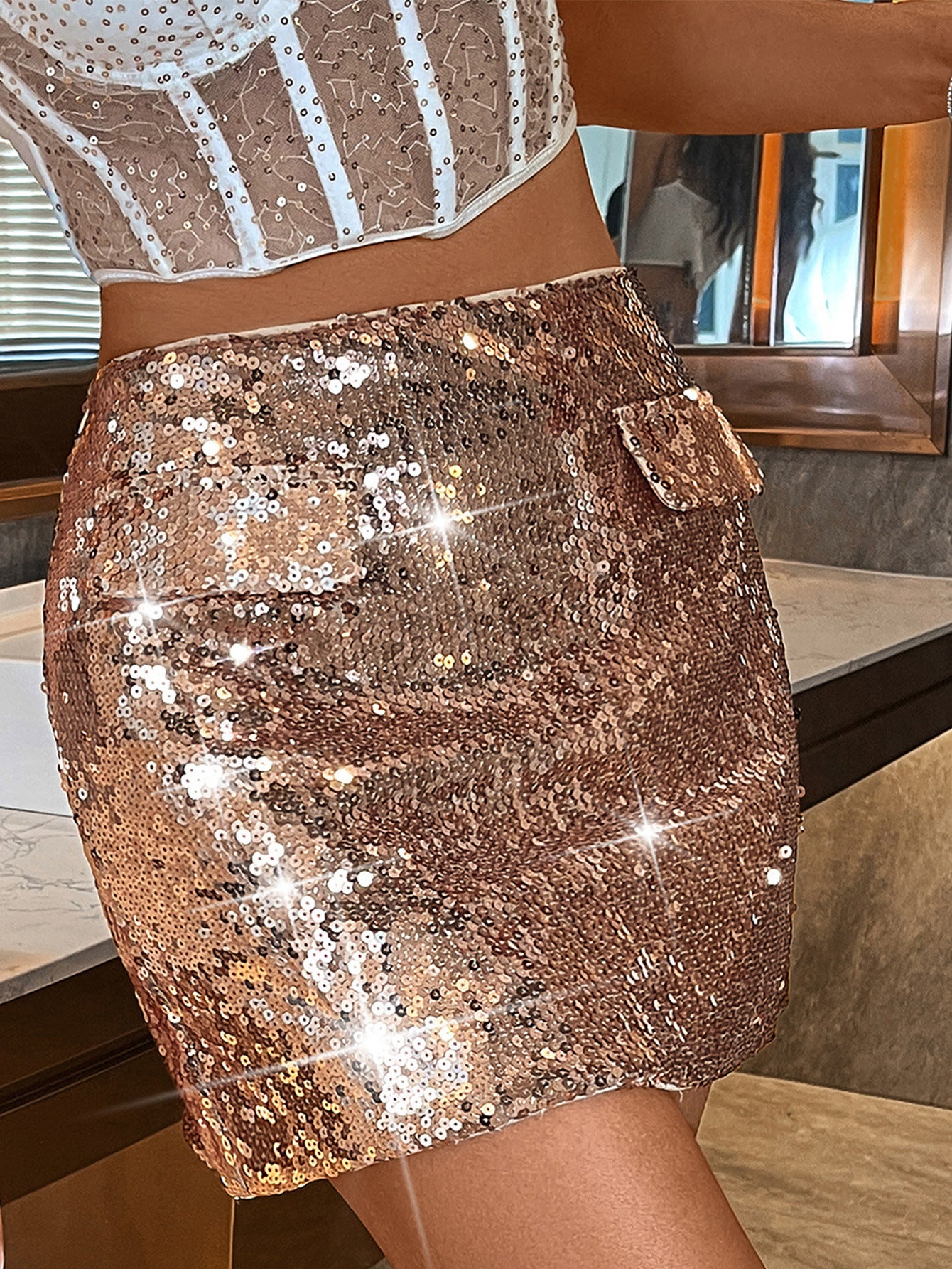 Summer women's Sexy sequined nightclub skirt 19