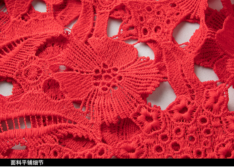 Plus Size Women Loose Hollow Lace Dress 9