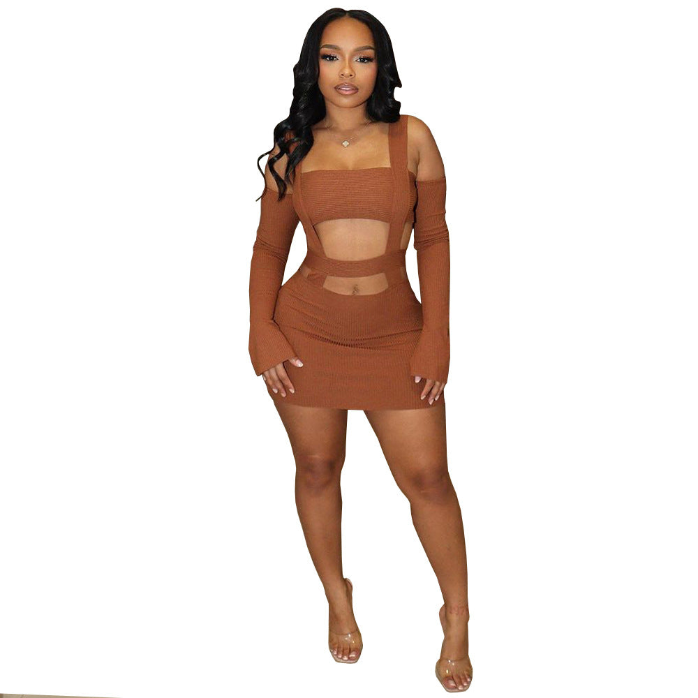 Women Sexy Hollow Suspender Bodycon Dress 7