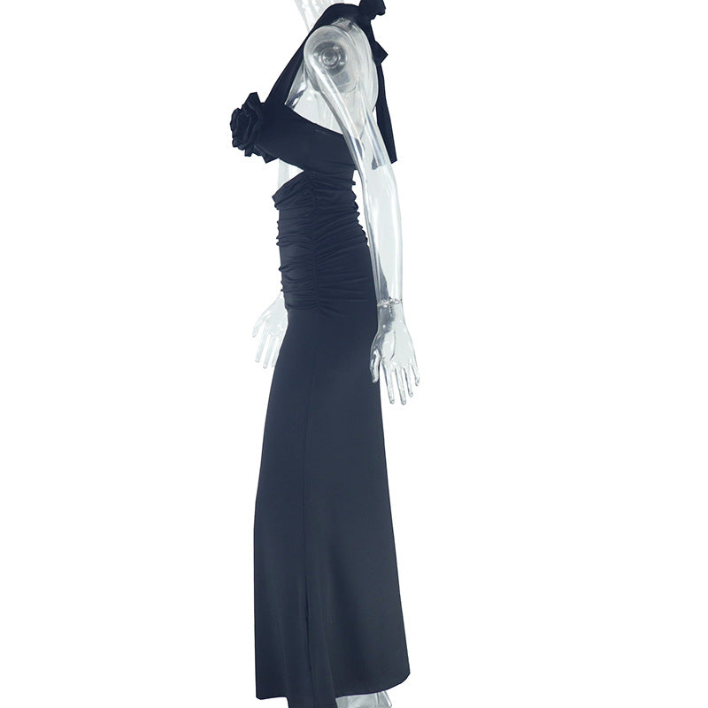 Women Fall Halter Neck Floral Dress 9