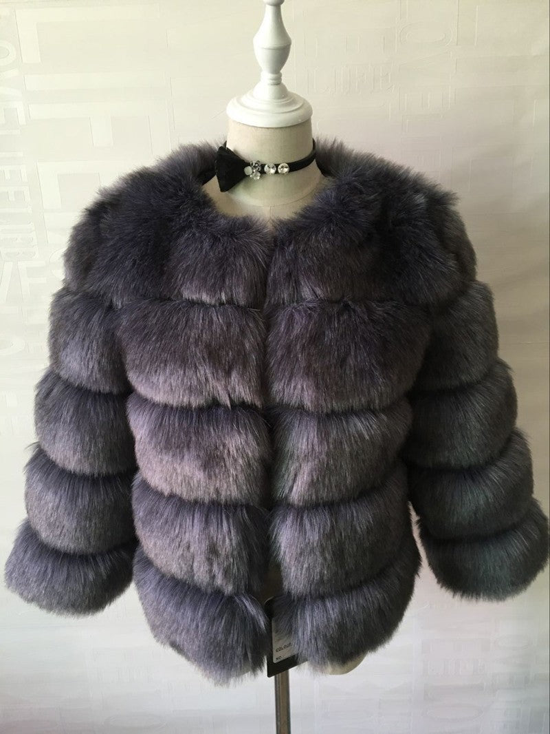 Women's Cropped Long Sleeve Fur Faux Fur Coat 8
