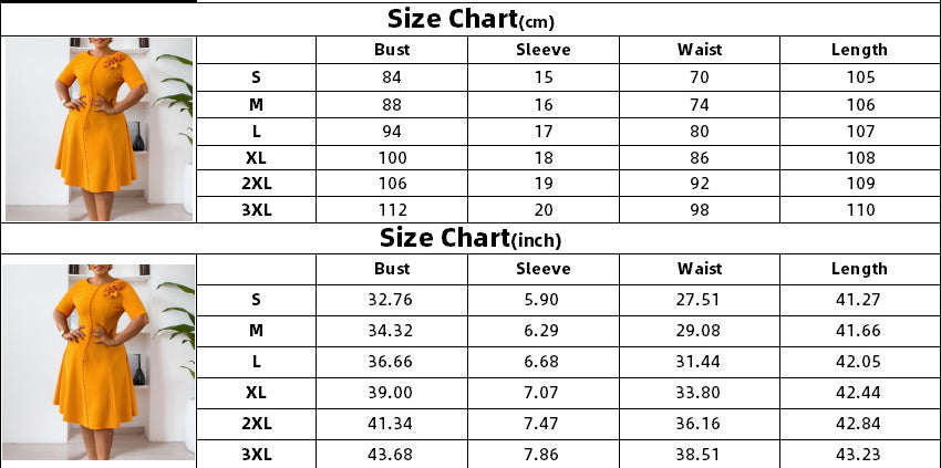 Women's short-sleeved solid color Round Neck Chic elegant African dress 10
