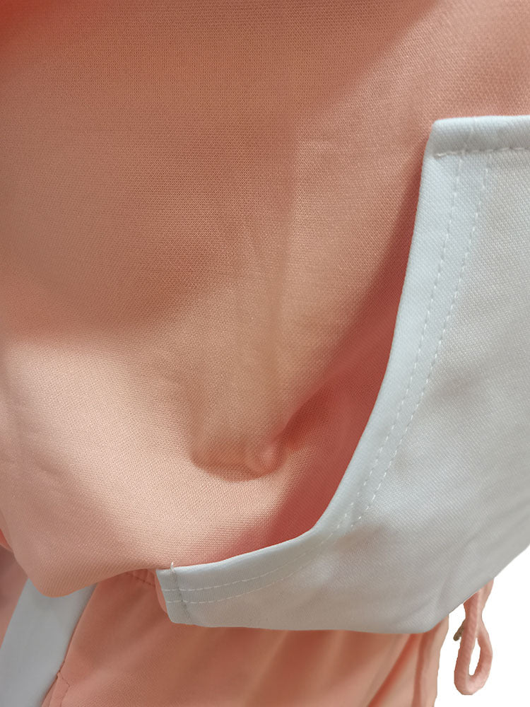 Women'S Patchwork Contrasting Hoodie Sport Casual Two Piece Pants Set 19