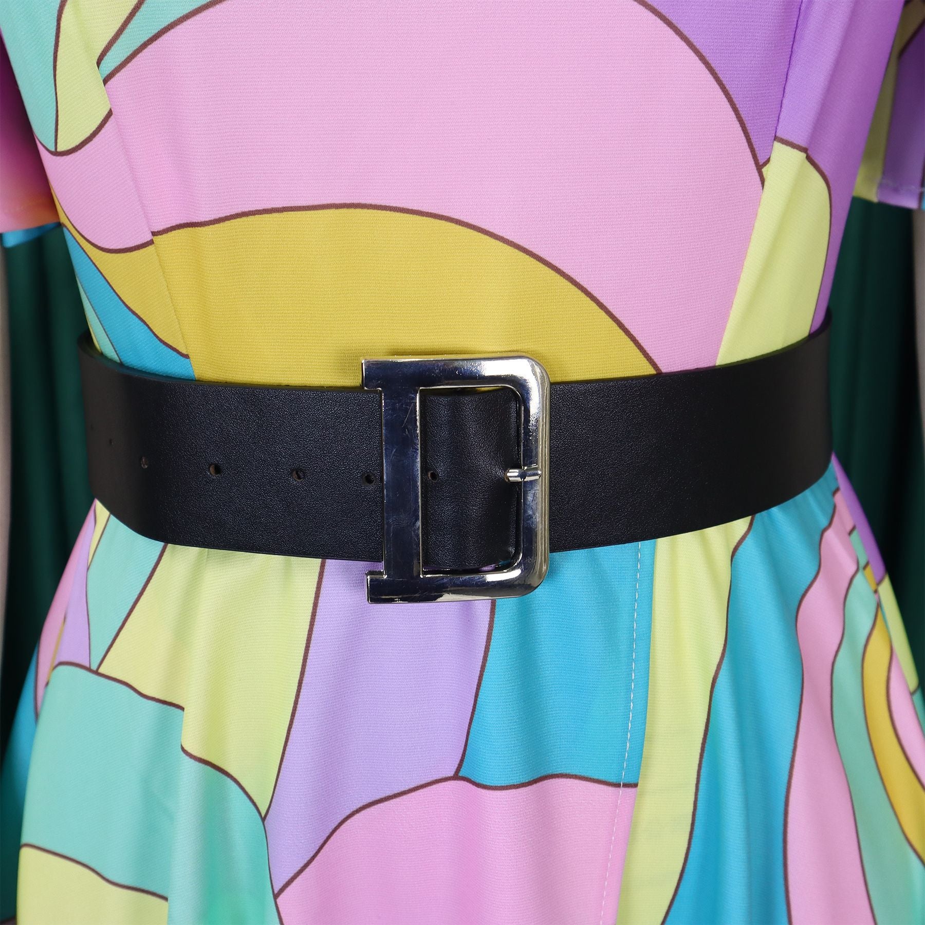 Summer Fashion Chic Women's Belt Print African Plus Size Midi Dress 39