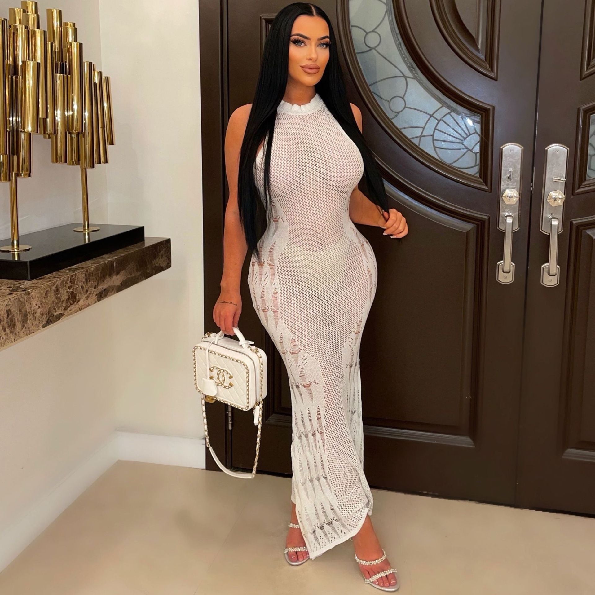 Women Summer Sexy Hollow Beach Long Dress 3