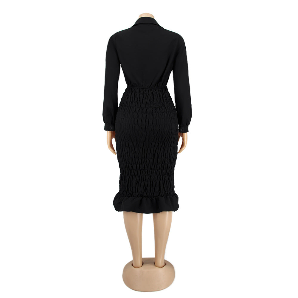 Women v-neck long sleeve dress 15