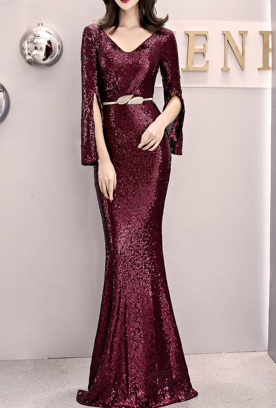 Women Formal Party Elegant Sexy Sequin Fishtail Evening Dress 6