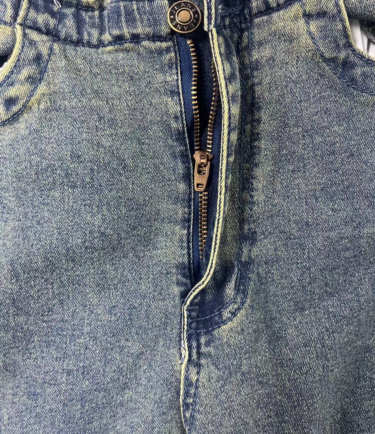 Mid-Waist Straight Elastic Loose  Denim Pants 8