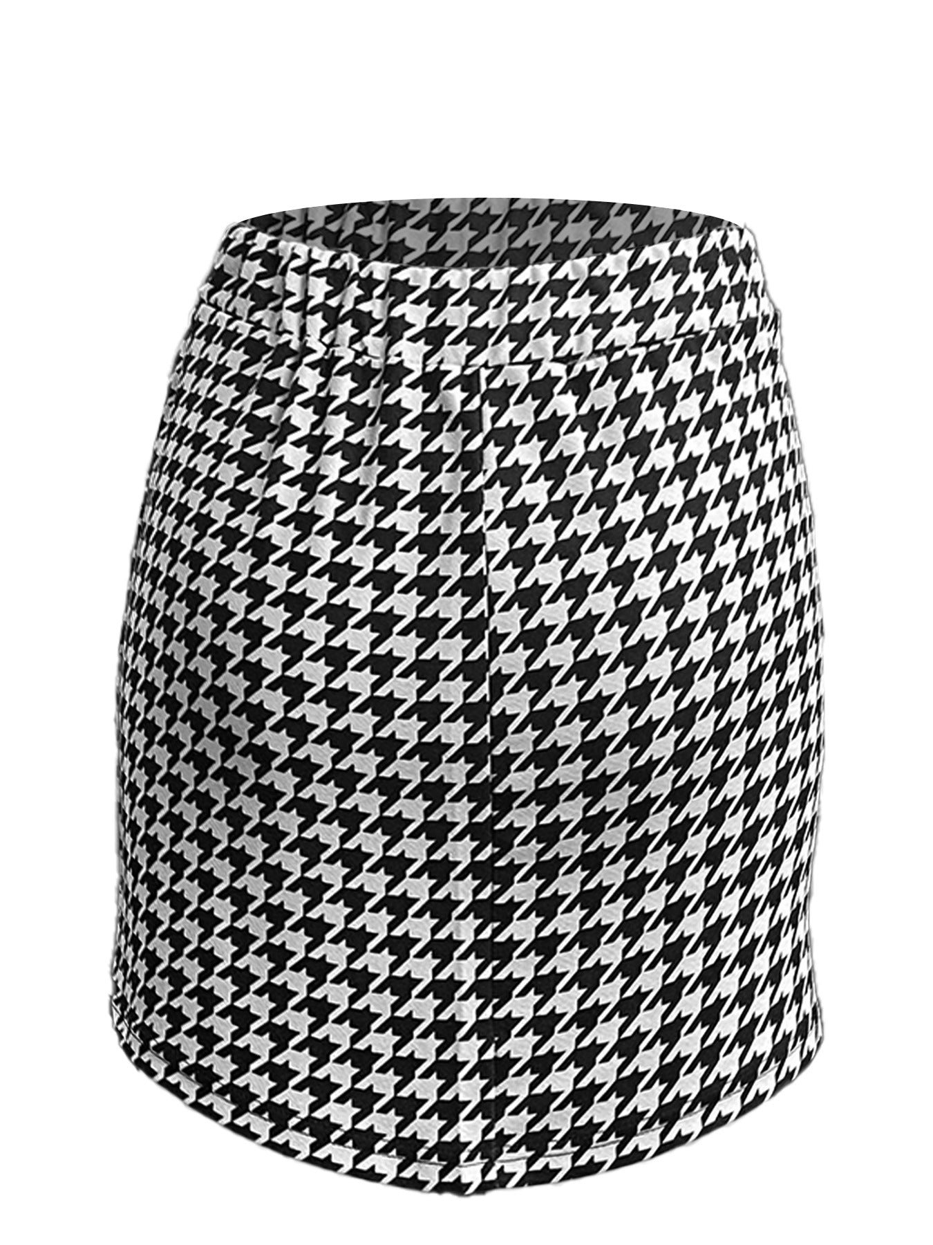 Women houndstooth print skirt 5