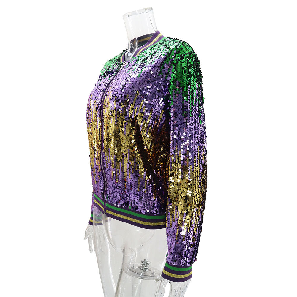 Spring Autumn Women's Long Sleeve Sequined Jacket 12
