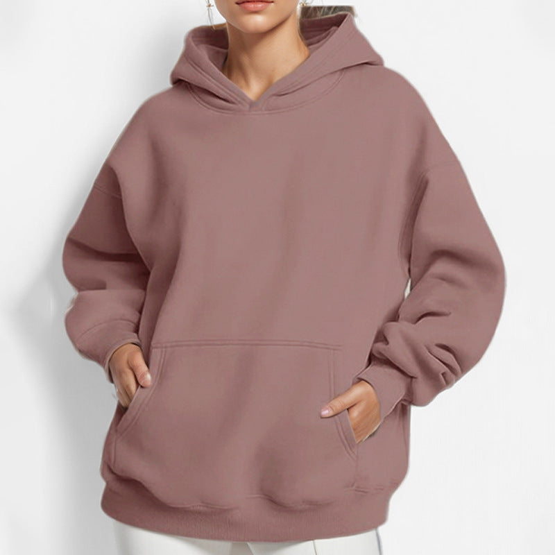 Autumn Loose Solid Color Hooded Pocket Fashion Hoodies 3