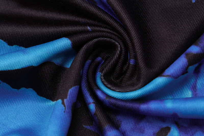 Women's Autumn Fashion Sexy Hollow Low Back Tie Slit Printed Dress 15