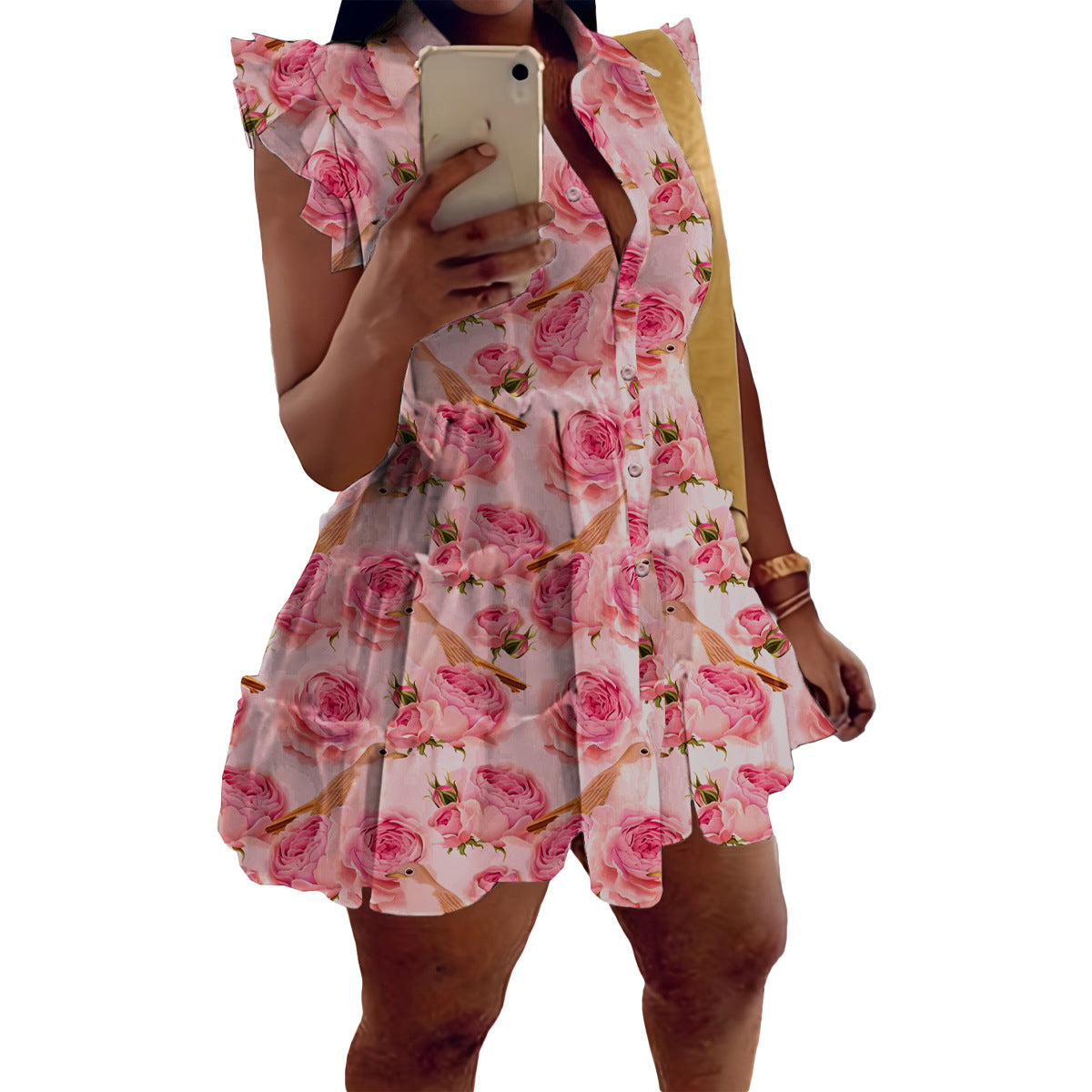 Women's Print Ruffle Edge Sleeveless Casual Dress 10