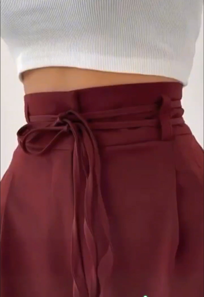 Women's Casual Solid Color High-Waist Wide-Leg Pants 6