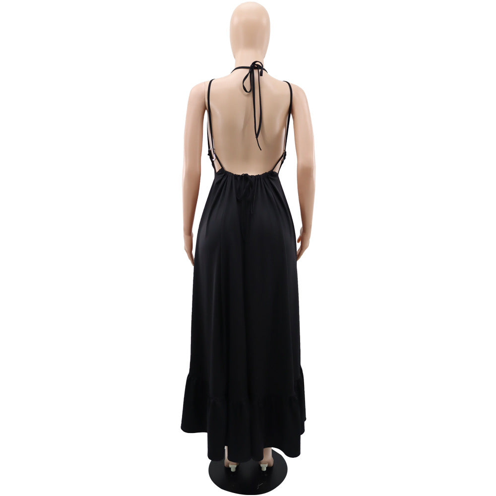 Women Sexy Backless Strappy Elegant Ruffle Dress 18