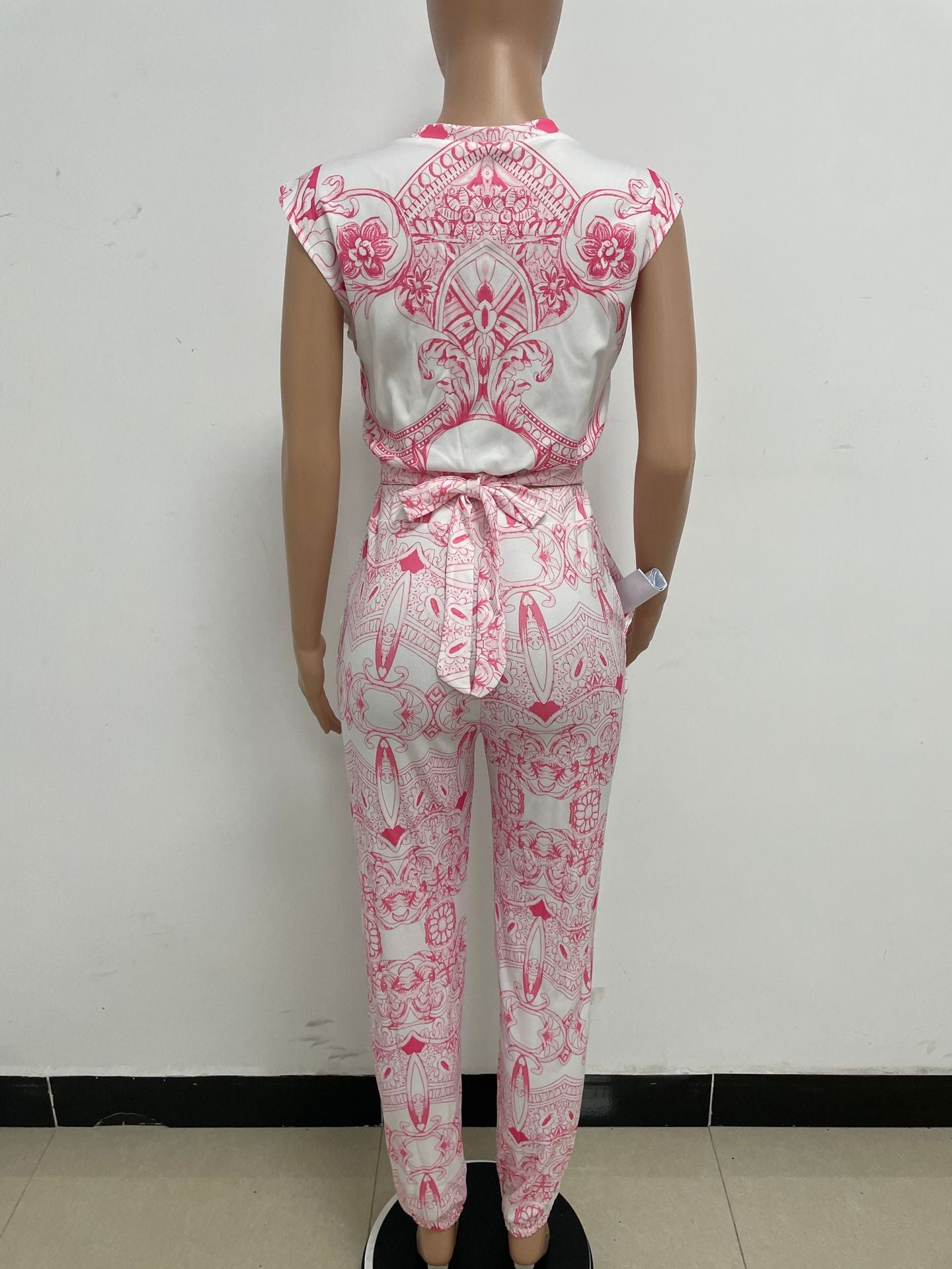 Fashionable Women's Printed Sleeveless Casual Two Piece Pants Set 20