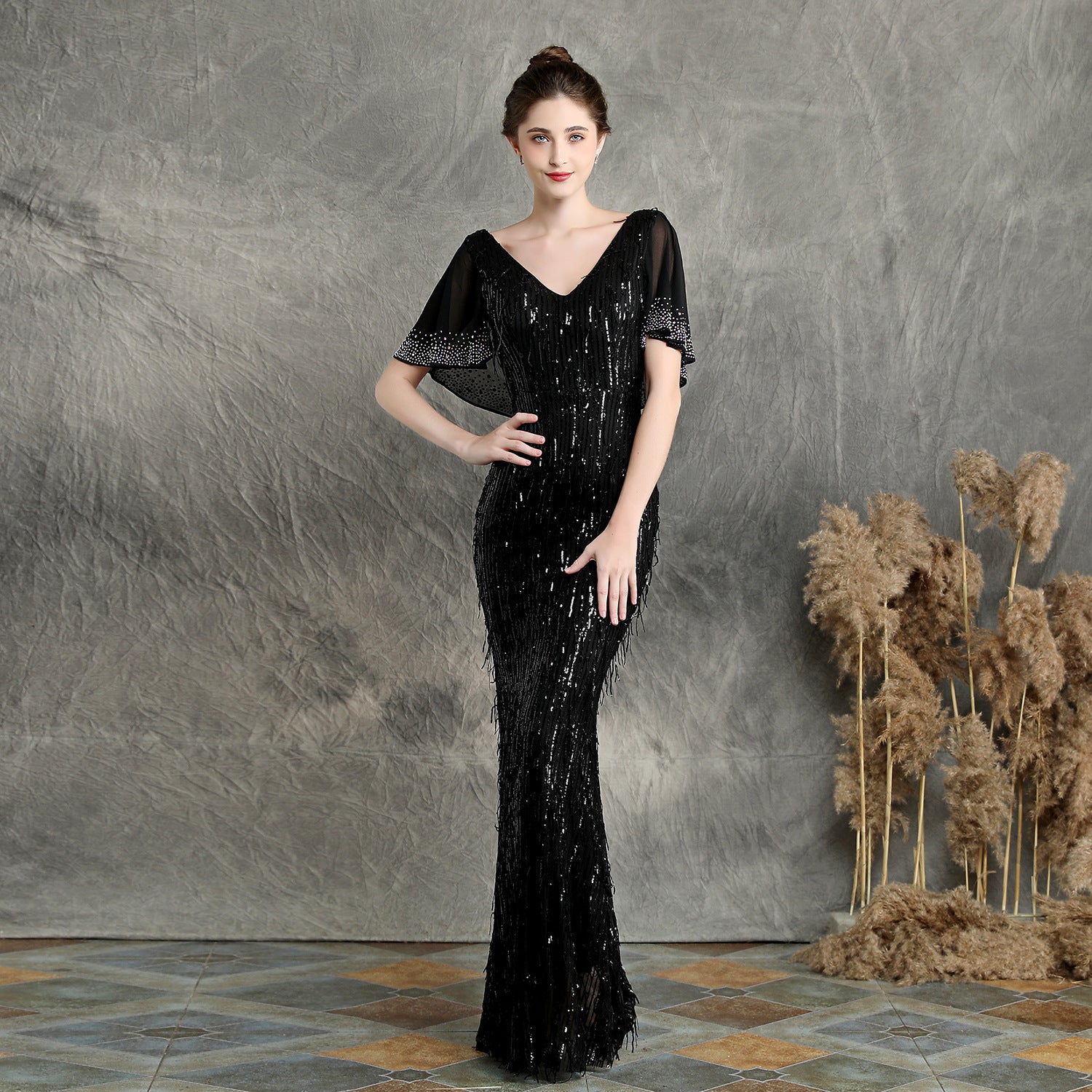 Fringed Sequin Fishtail Formal Party Elegant Chic Evening Dress for Formal Parties 3