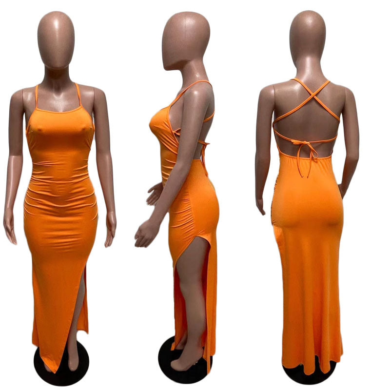 Women's Clothing Spring Summer Fashion Sexy Sling Pure Color Dress 31