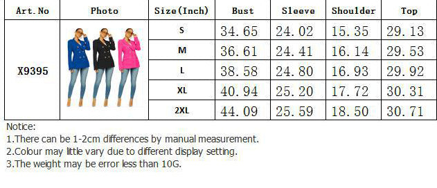 Fashion Women's Solid Color Slim Fit Blazer Jacket 8