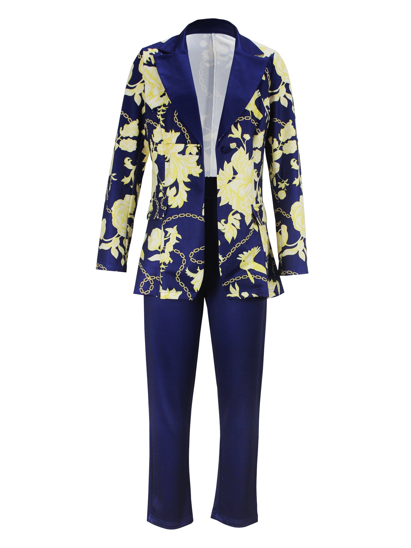 Women Elegant Fall/Winter V-Neck Long-Sleeved Top and Pants Two-Piece Set 4