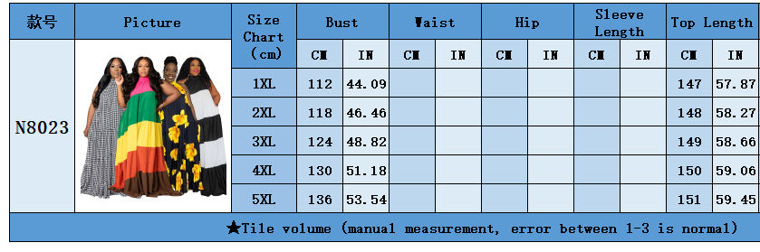 Plus Size Women Patchwork Contrast Maxi Dress 10