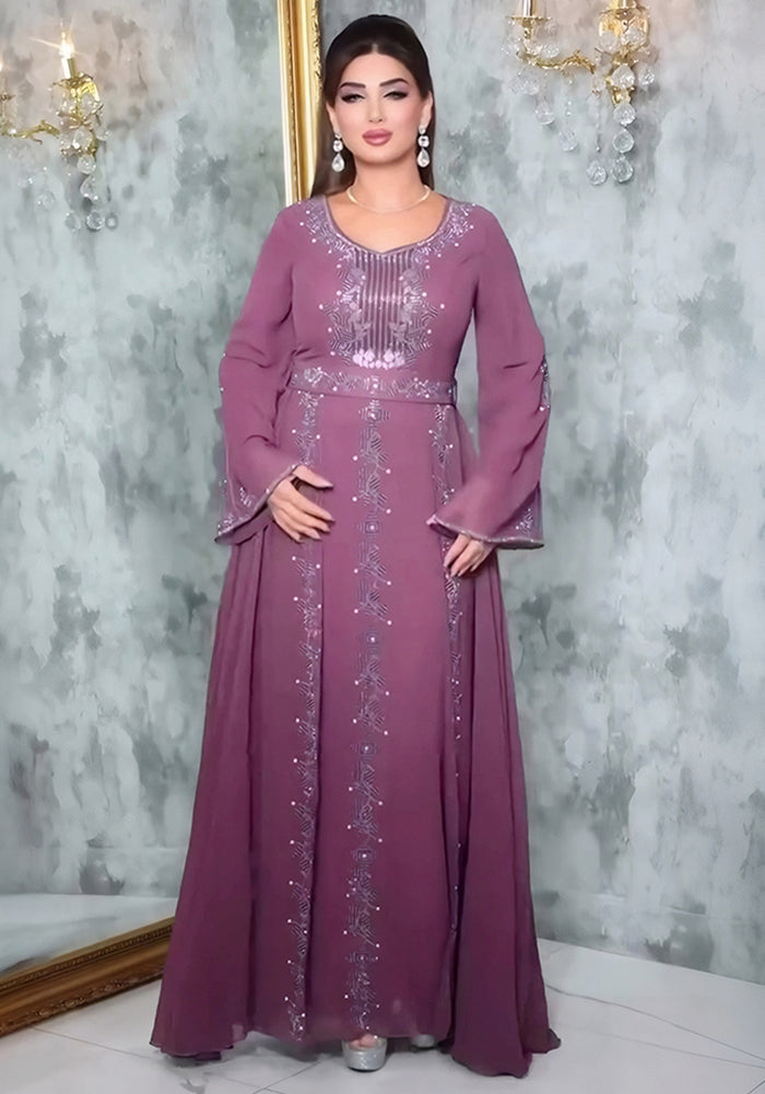 Plus Size Women elegant Beaded Muslim dress