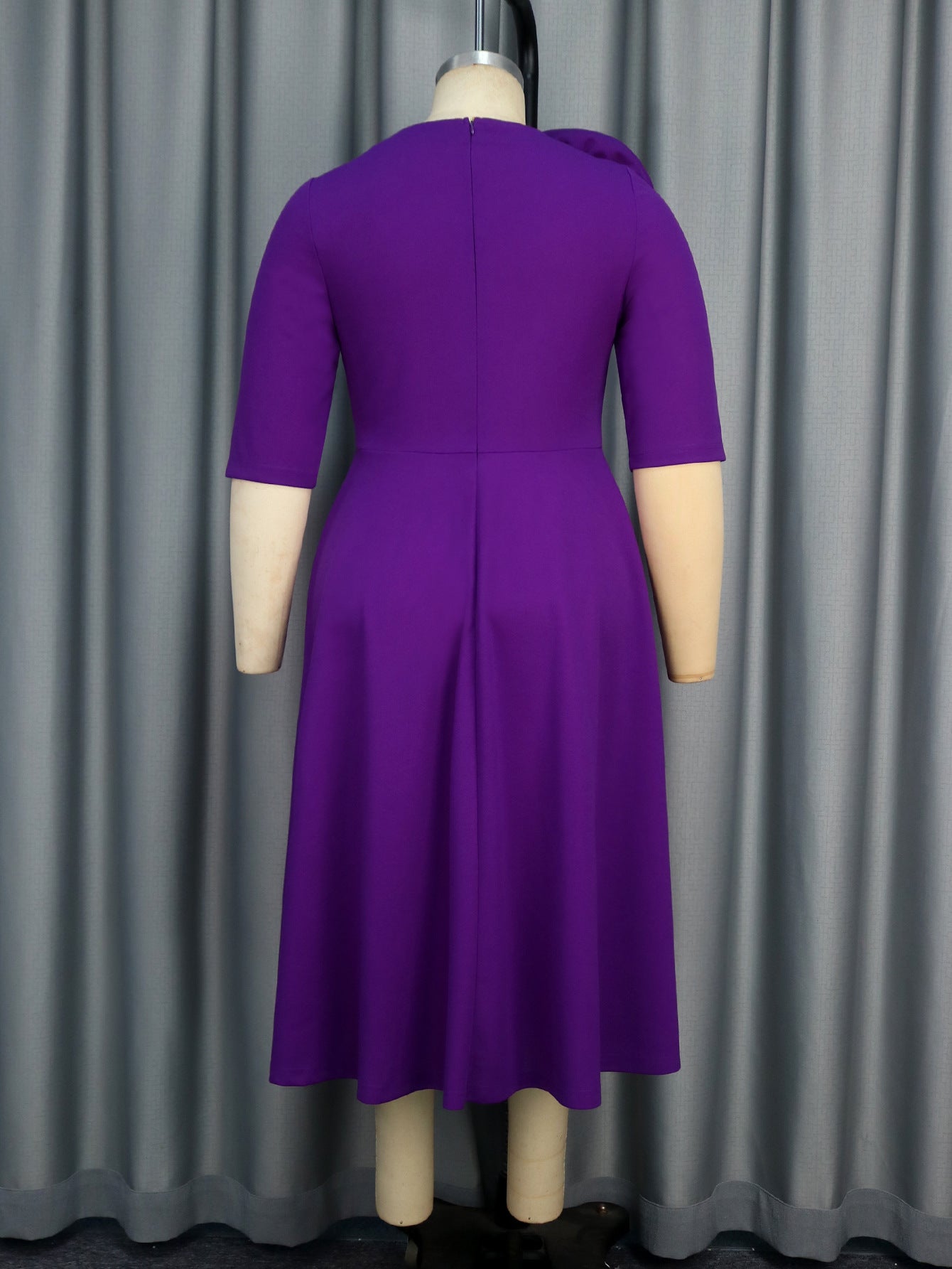 Summer Color Block Floral A-Line Cocktail Slim Waist Plus Size Party Dress 9