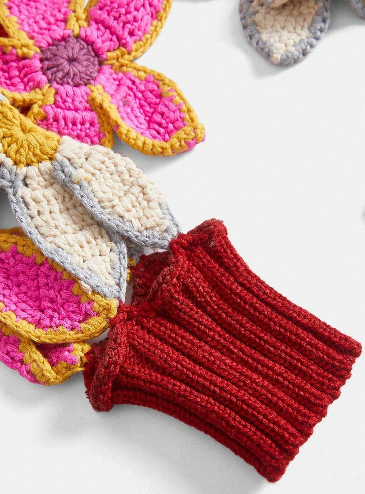 Women High Neck Hollow Flower Patchwork Long Sleeve Top 6