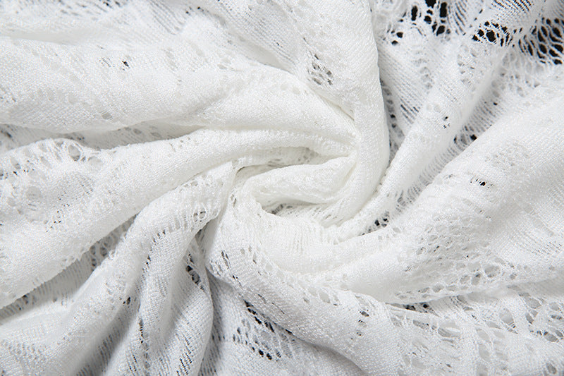 Summer Women's Sexy Lace See-Through Irregular Strapless Dress 21