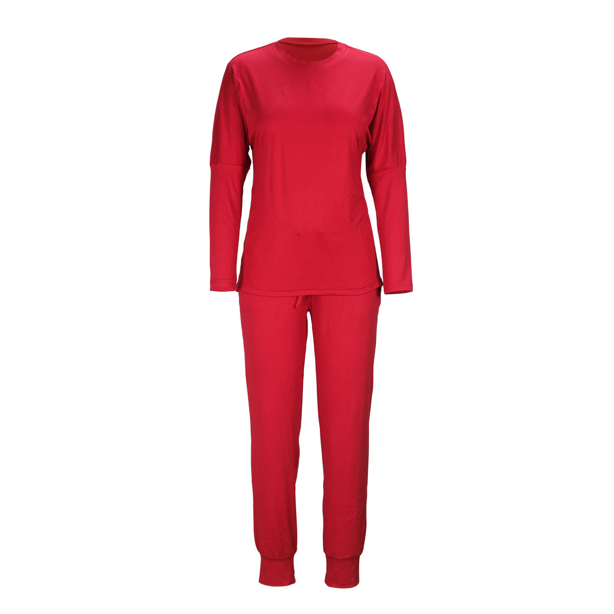 Autumn and Winter Women's Clothing Round Neck Loose Solid Color Long Casual Two-piece Pants Set 32