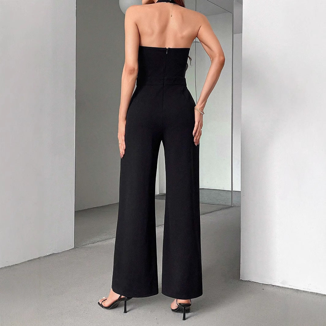Women’s Sexy Fashion Strap Low-Back Color Block Jumpsuit 4