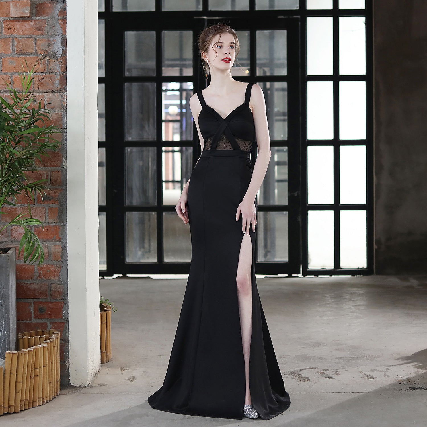 Summer Formal Occasional Strap Slit Mermaid Evening Dress 6