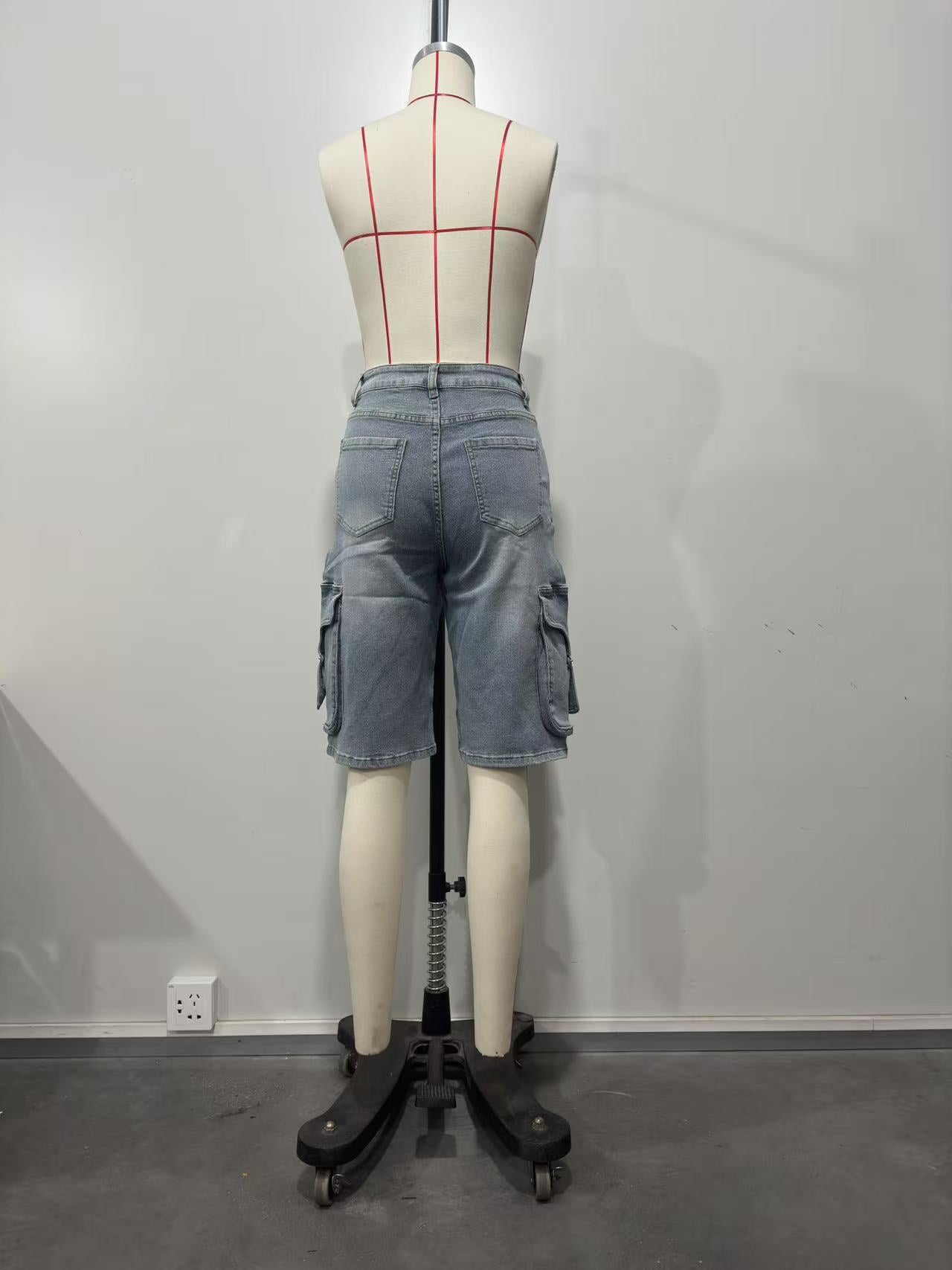 Women summer trendy cargo denim shorts 14